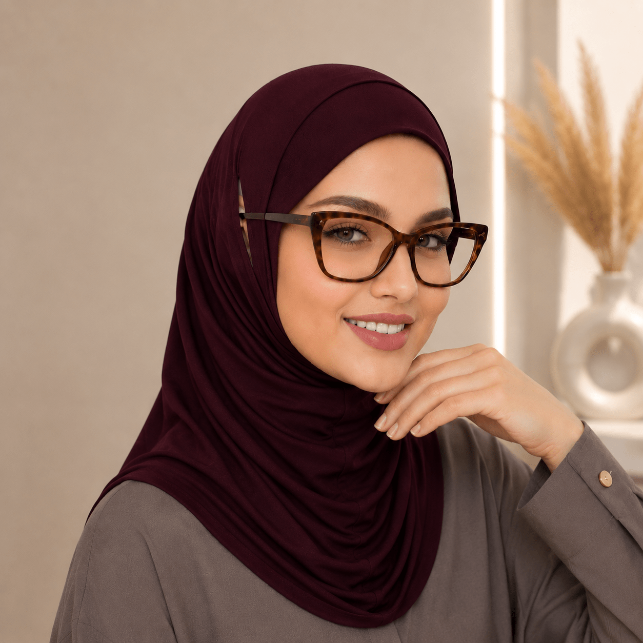 Stretch-Fit Instant Hijab — Coton Modal, Compatible avec Écouteurs (MH224)
