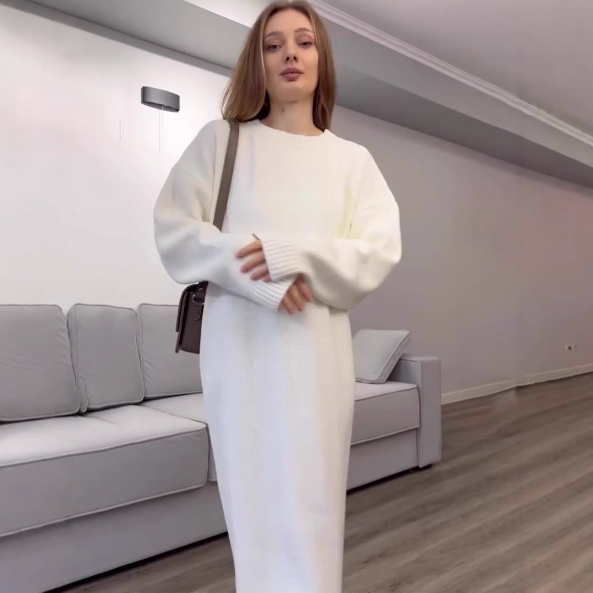 Robe Maxi en Tricot Côtelé (MS443)