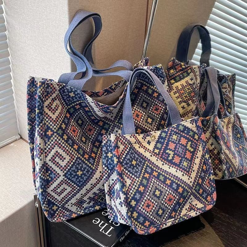 Sac Cabas en Toile Boho Chic - Sac Convertible Spacieux pour le Campus et les Trajets Quotidiens (MAC261)