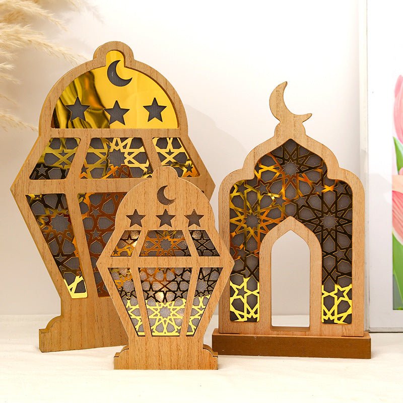 Décorations de bureau en bois avec LED pour l'Aïd (MAC395)