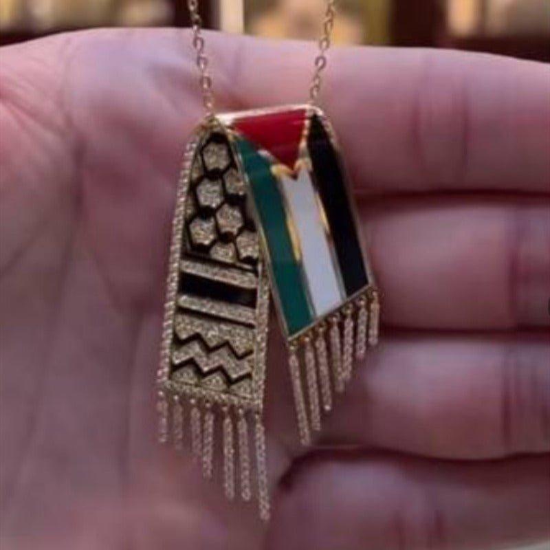 Collier vintage MAC107 Keffiyeh Palestine en acier inoxydable