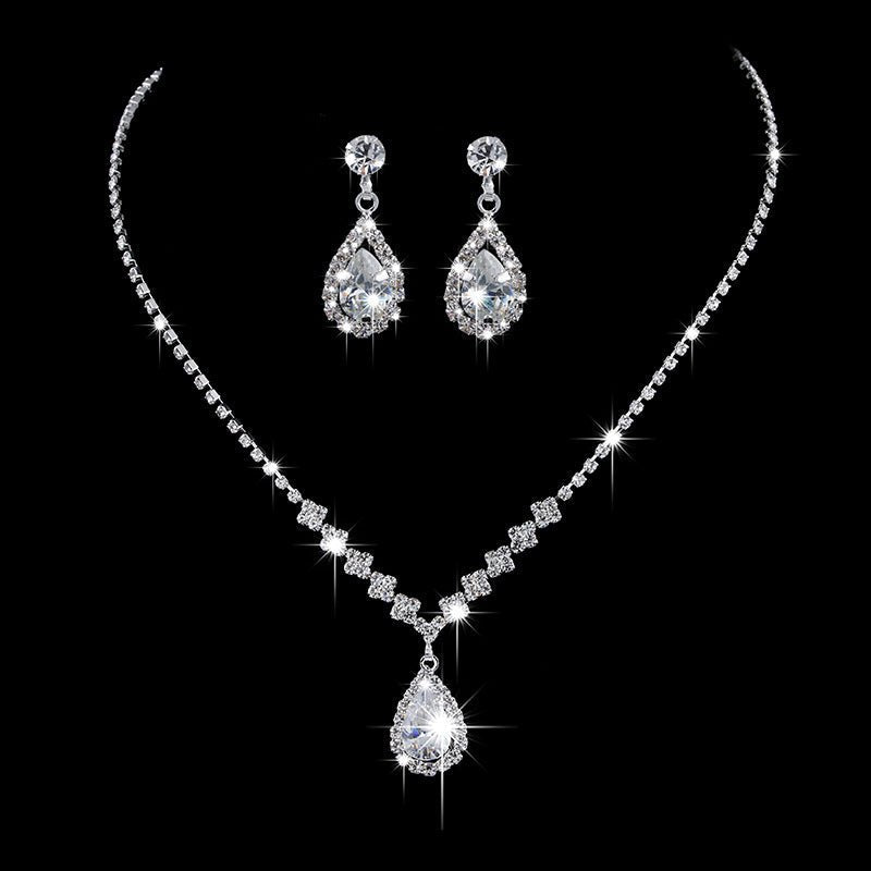 Collier et boucles d'oreilles pendantes MAC181 en zircons diamantés étincelants