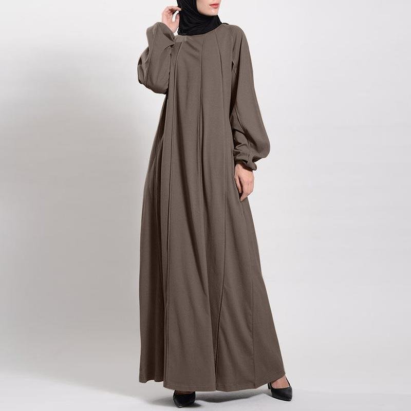 Robe Maxi Unie à Manches Bouffantes, Coupe Ample – Abaya Élégante et Pudique à Manches Bouffantes (MA271)