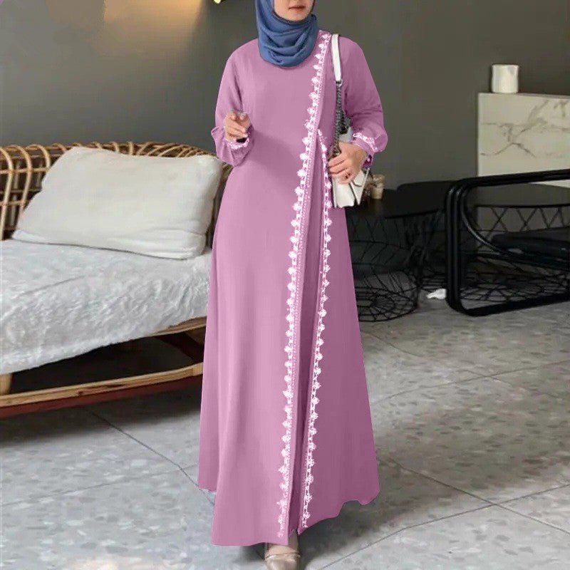 Abaya décontractée de créateur avec détails en dentelle (MA146)