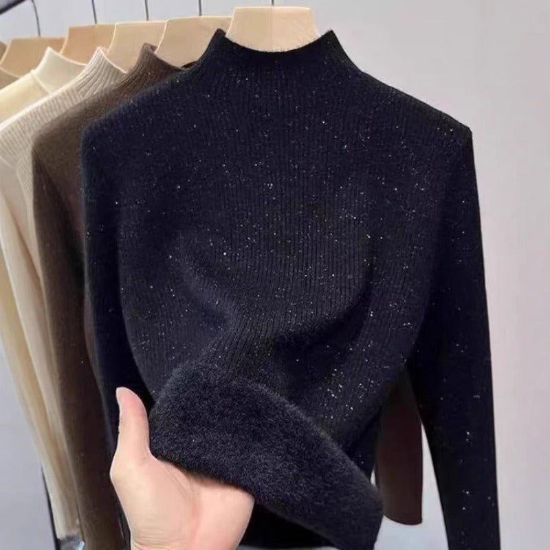 Pull Col Montant Doublé en Molleton | Haut de Base Épais pour l'Hiver (MS159)