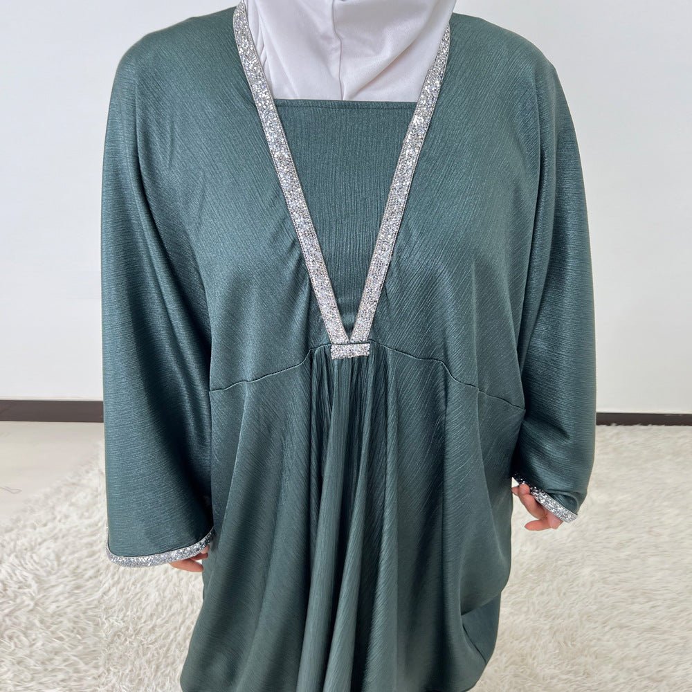 Abaya à manches papillon avec finition en cristaux | Robe de prière oversize (MA350)