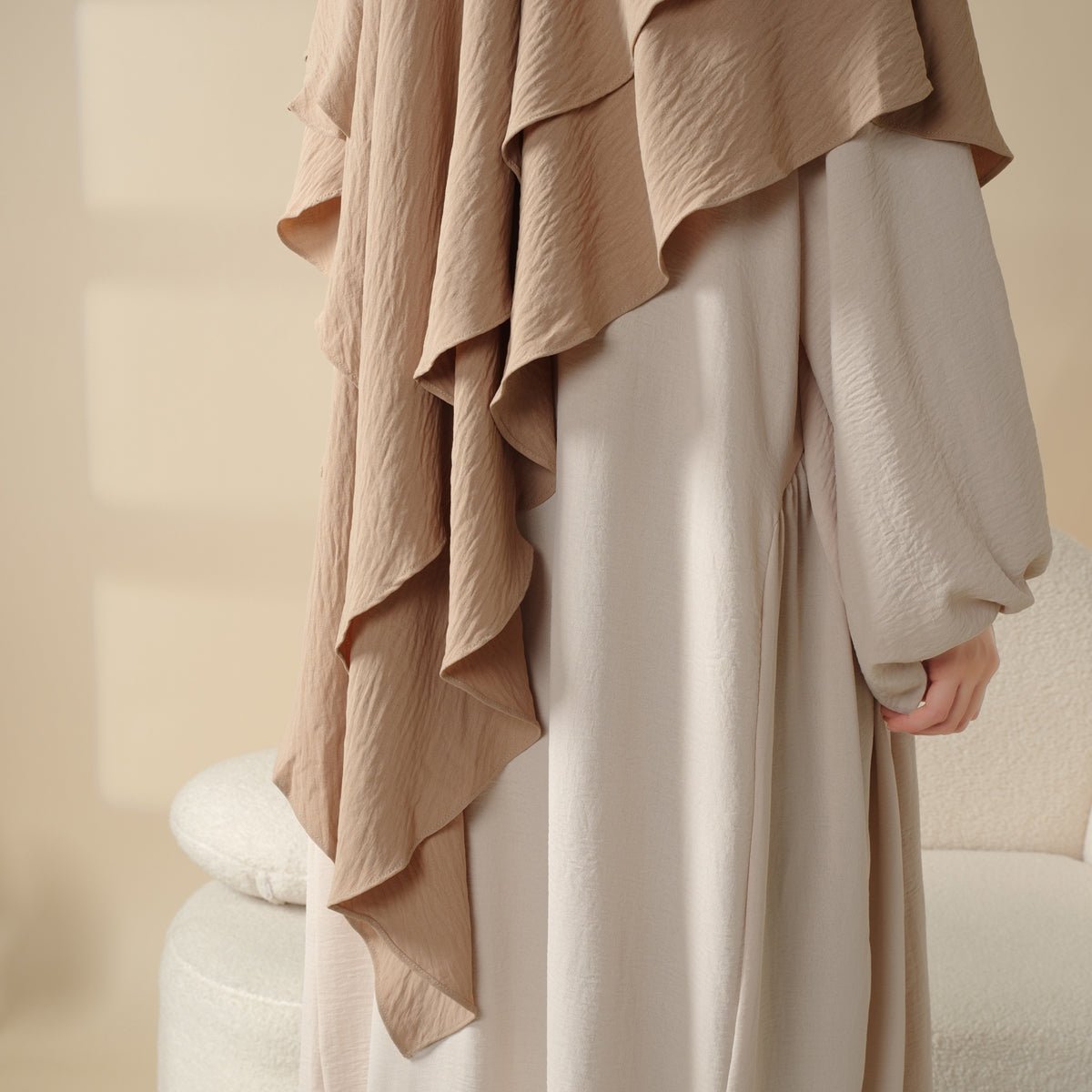 Nouveau Khimar Deux Couches en Crêpe (MK010)