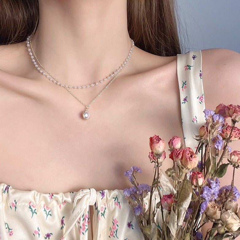 Collier MAC174 vintage à double rangée de perles