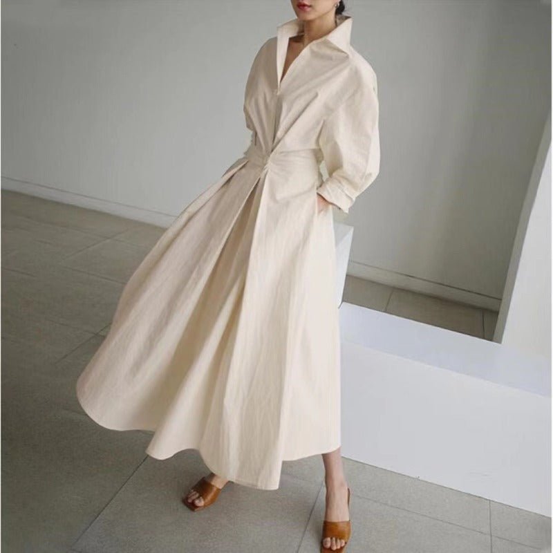 Robe maxi à manches longues et col polo (MS116)