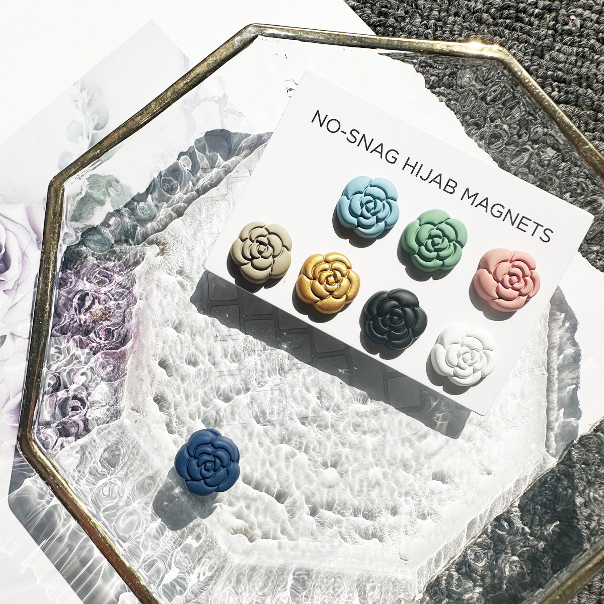 Épingle Magnétique Camellia Sécurité Élégance pour Hijab & Écharpe (MAC342)