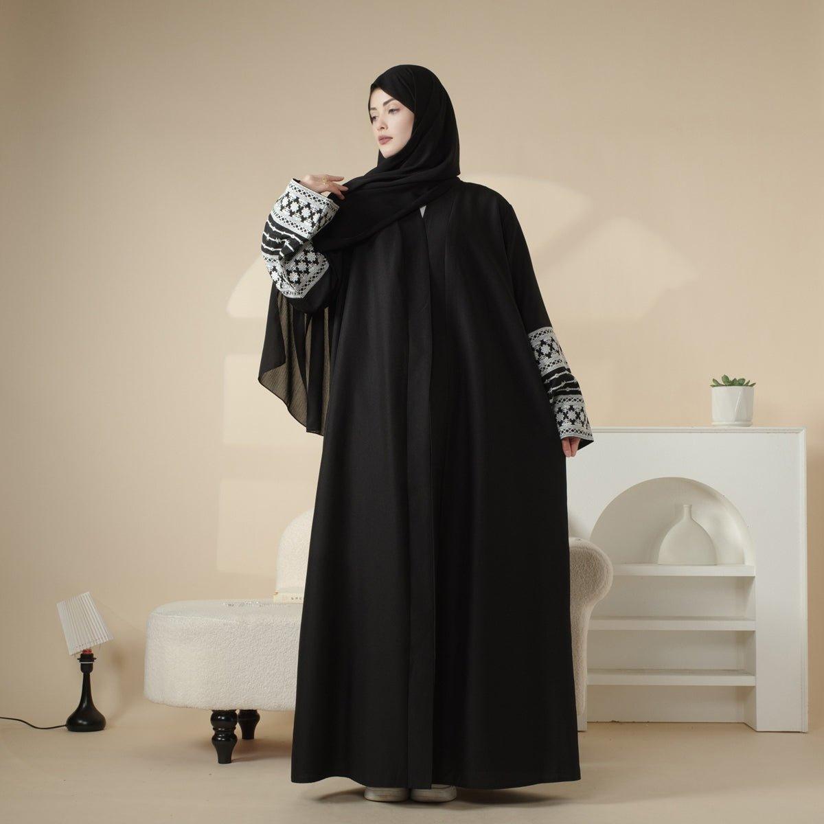 Cardigan Abaya Ouvert en Coton Brodé (MOA035)