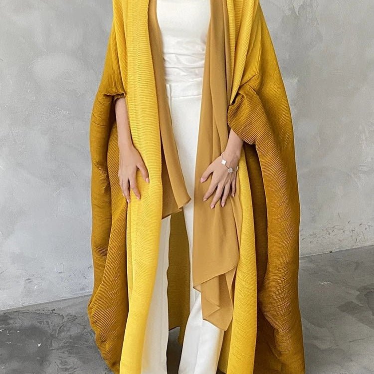 Abaya ouverte plissée chic à manches chauve-souris ombrée (MOA120)
