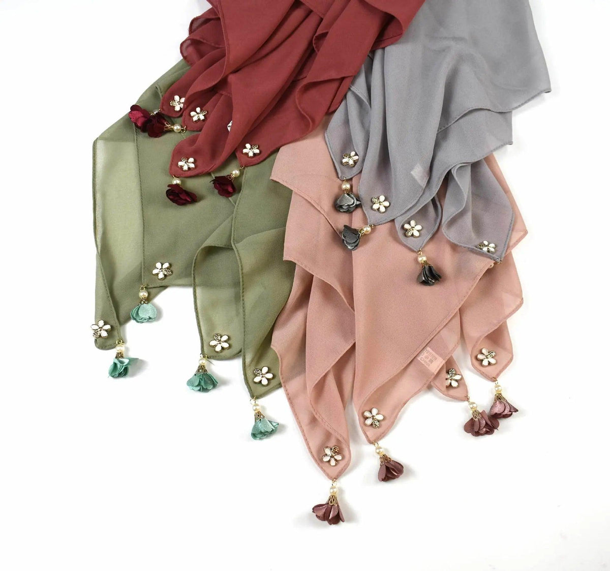 Foulard hijab carré en mousseline de perles (MH030)