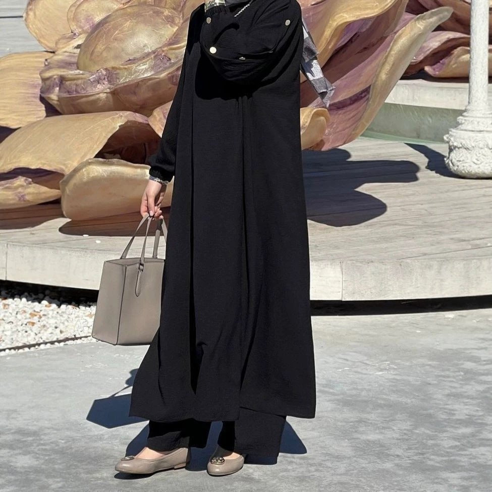 Abaya Maxi Manches Bouffantes Texturées (MS526)