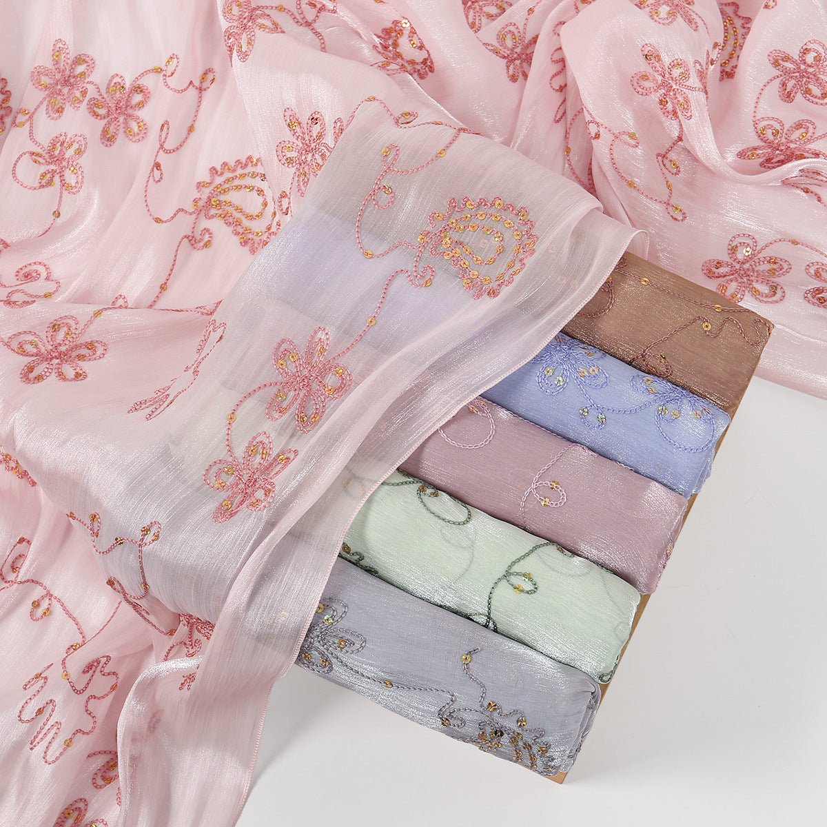 Foulard Hijab Pailletté Brillant Brodé (MH248)