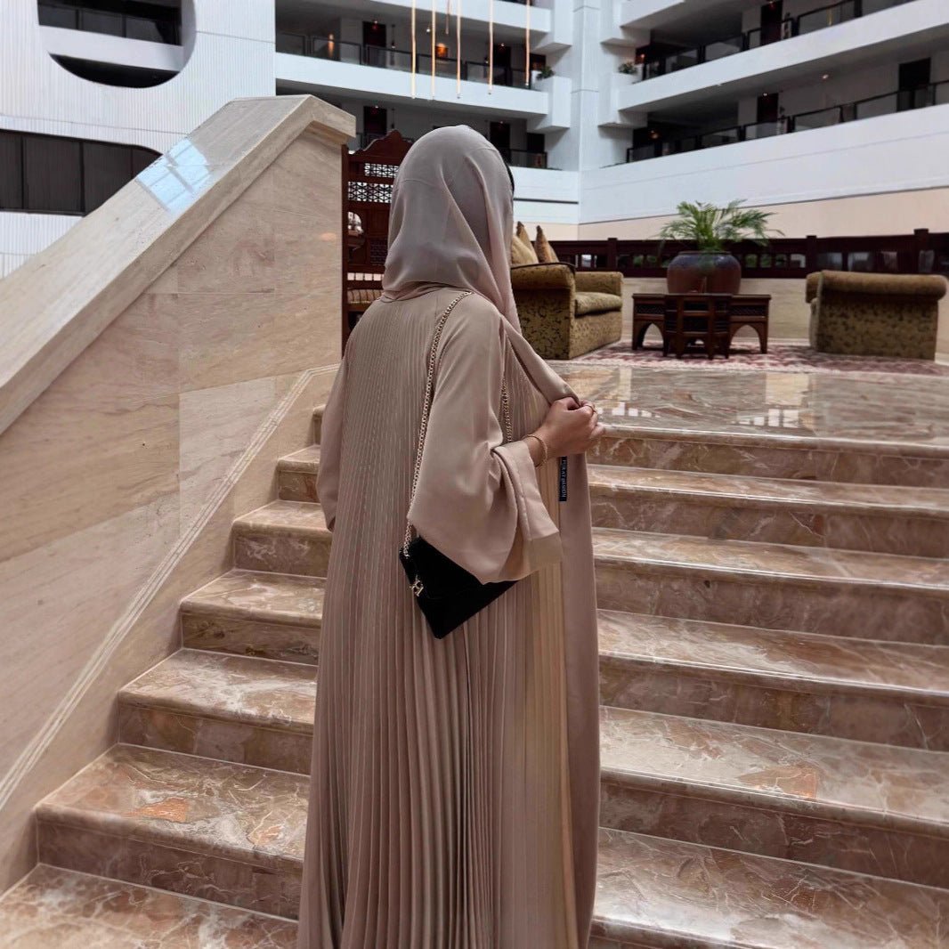 Collection d'Abayas Ouvertes Plissées de Luxe (MOA199)