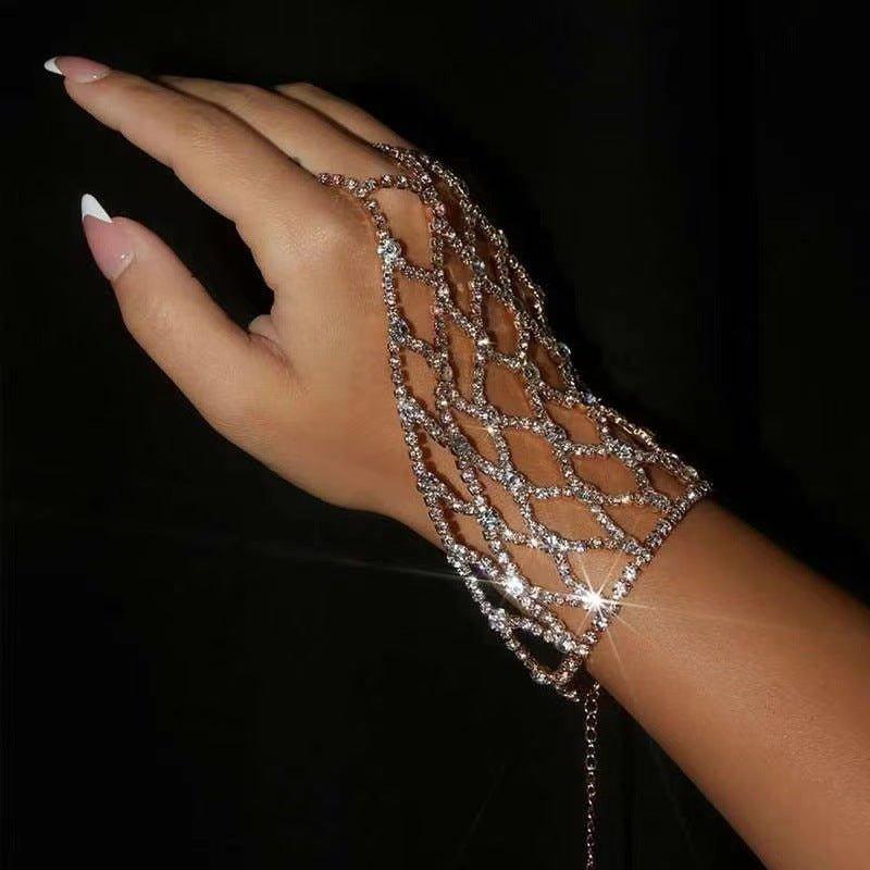 MAC119 Bracelet mitaine Armani en maille avec strass, élégant et raffiné