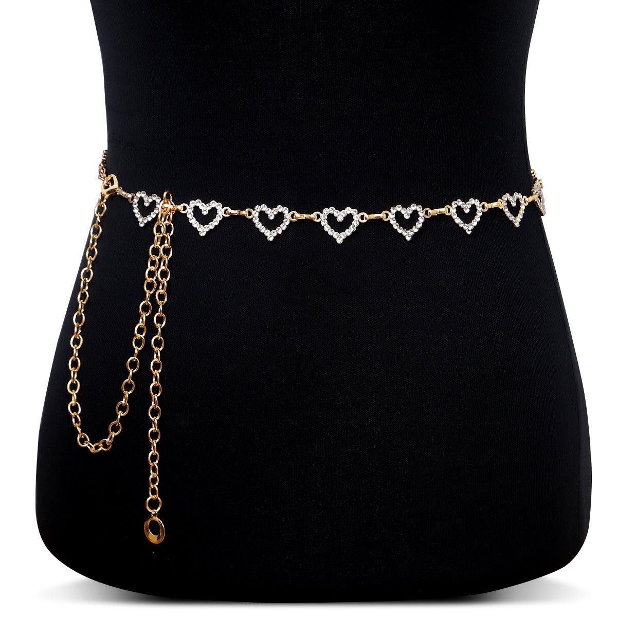 Chaîne de taille cœur en strass | Ceinture chaîne corporelle en cristal (MAC361)