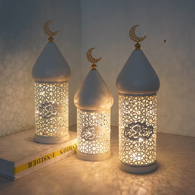Lanterne Bougie Ramadan Eid en Métal Ajouré - Lampe Décorative (MAC380)