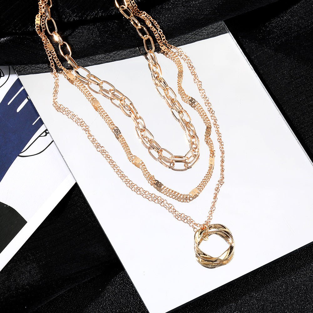 Collier à pendentif rond et chaîne épaisse (MAC207)