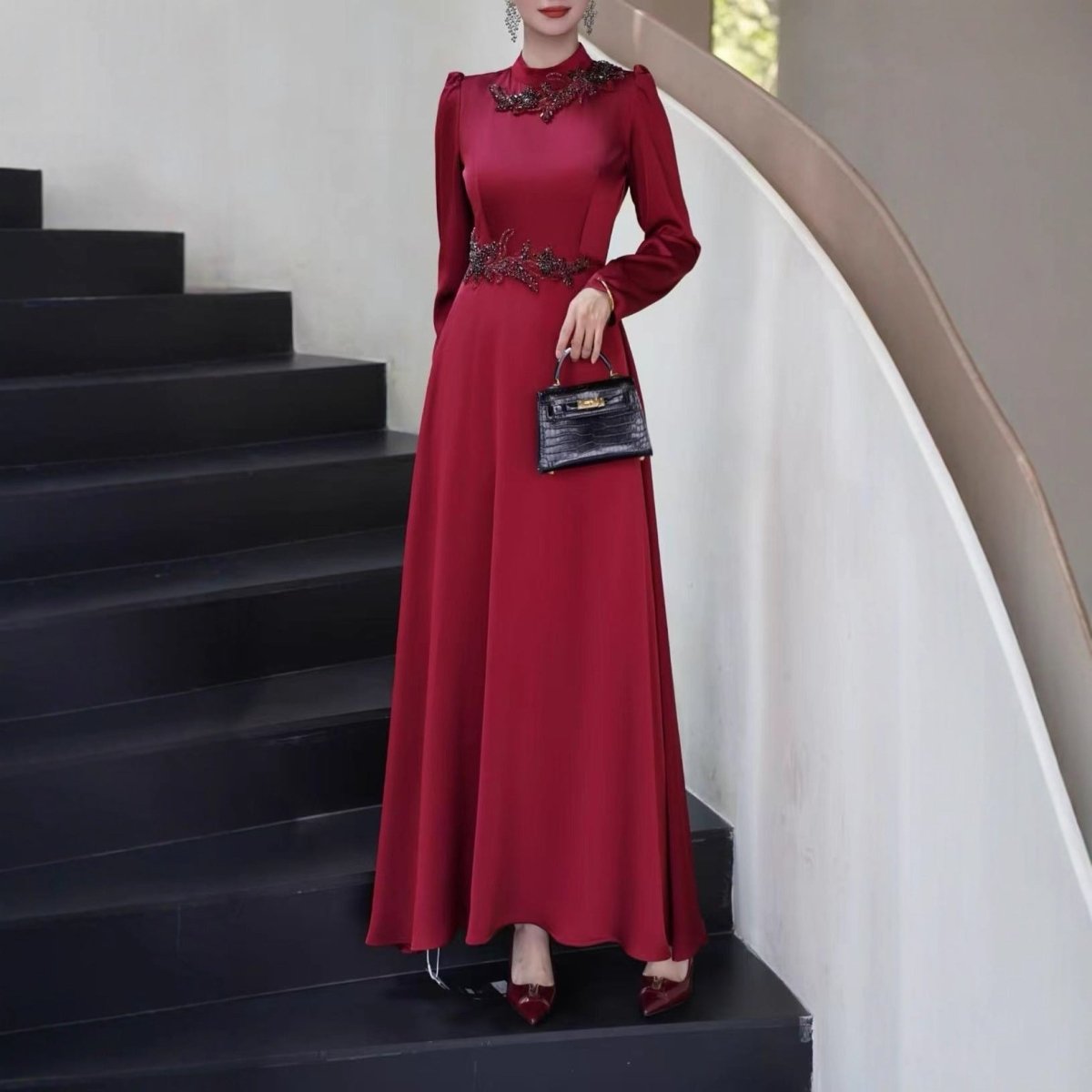 Robe Maxi Perlée et Ornée (MS365)