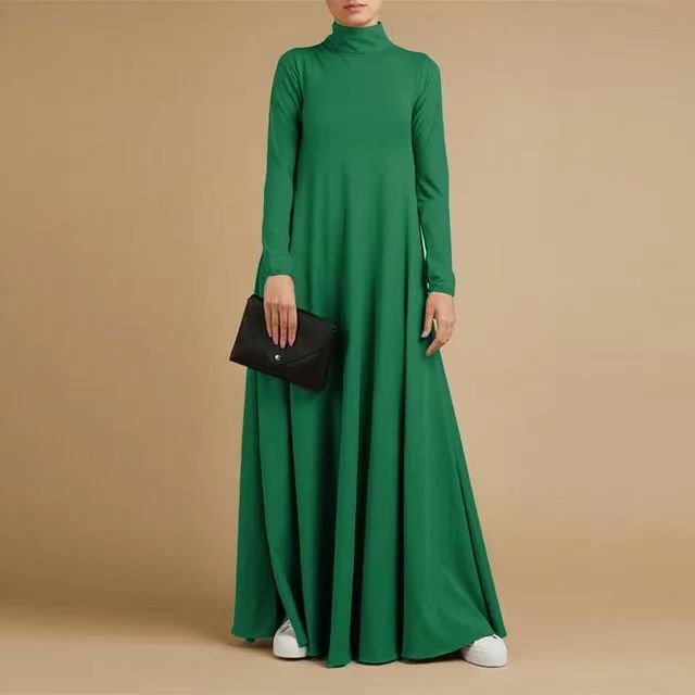 Abaya Modeste Col Montant | Abaya Longue à Manches Longues Unie avec Col Montant (MA102)