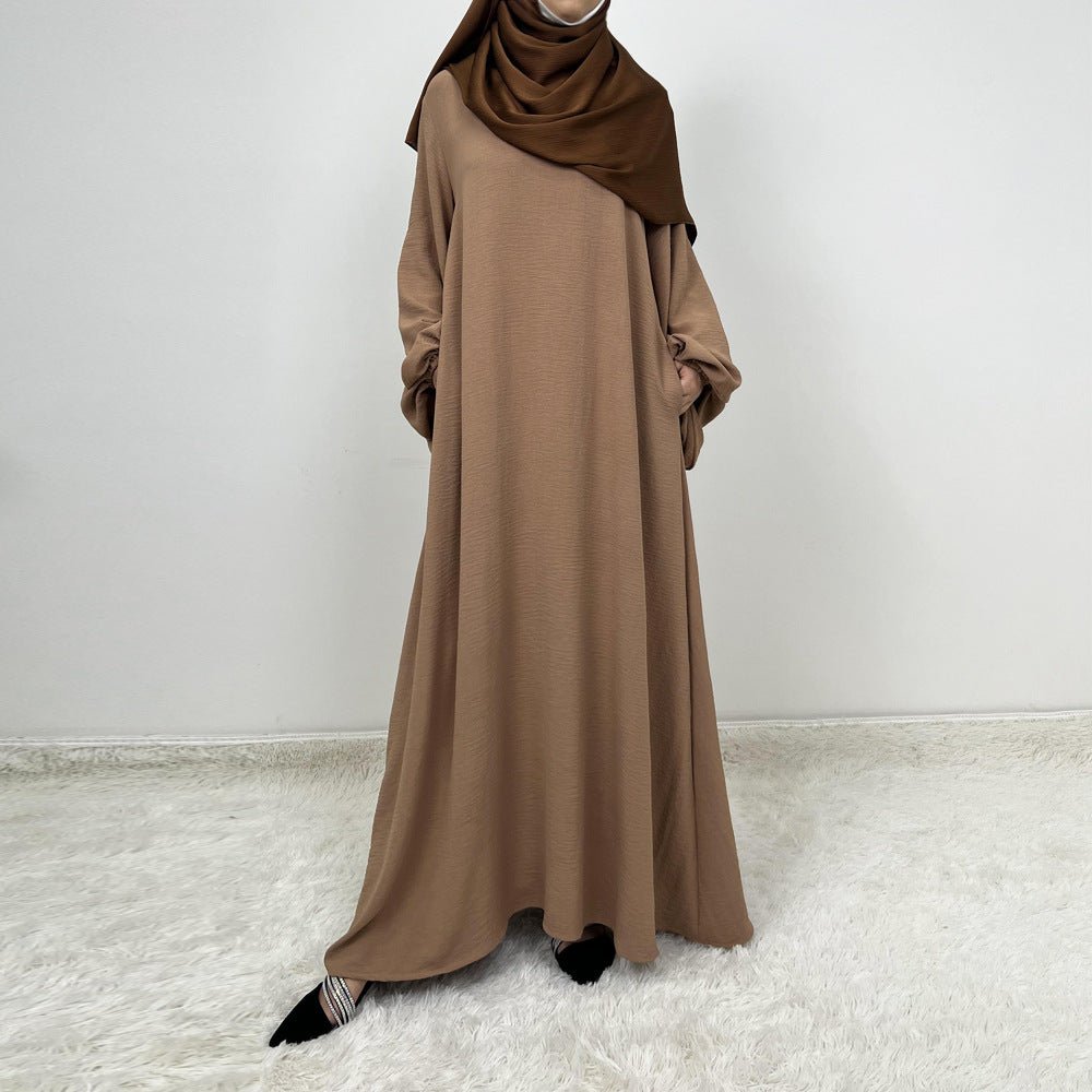 Abaya à manches lanternes en crêpe (MA124)
