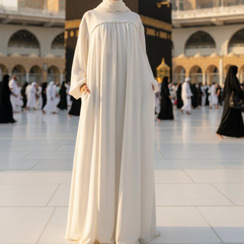 Abaya en crêpe avec poches sécurisées pour Omra (MA386)