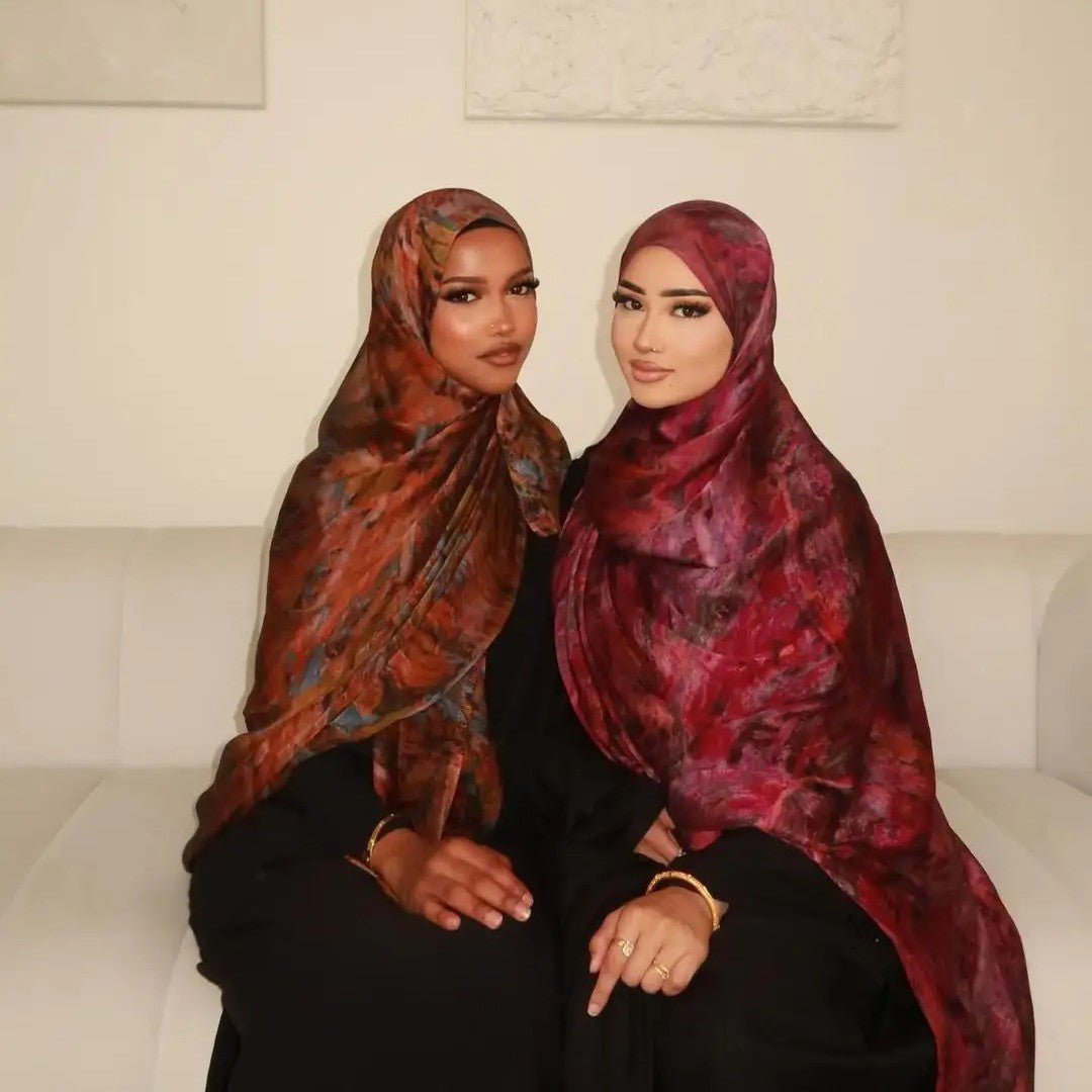 Hijab en Satin Élégance à Imprimé Marbré (MH172)