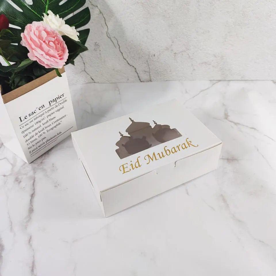 Boîte à cupcakes MR017 Eid Mubarak, boîte cadeau 6 trous