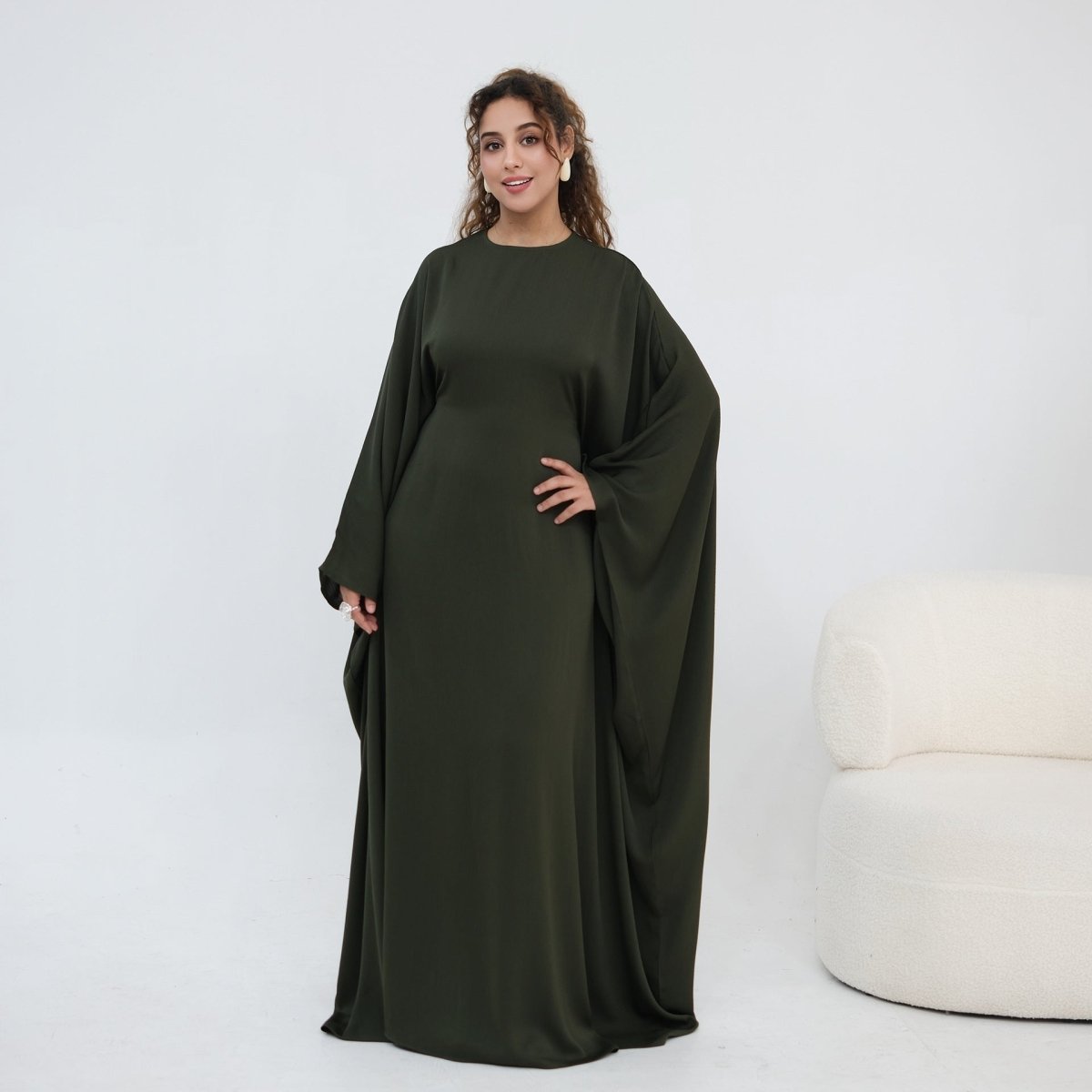 Robe Maxi Nida Crinkle Batwing Sleeve(MA458)