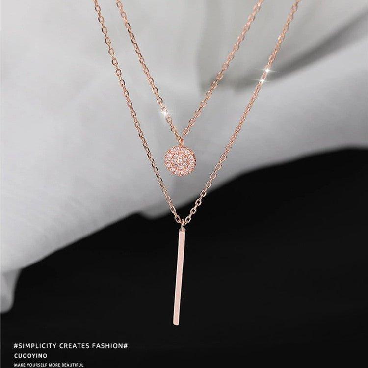 Collier double rond MAC133 avec diamants brillants carrés