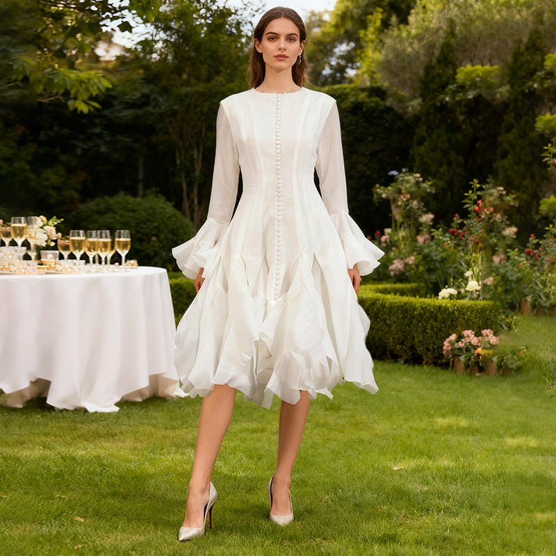 Robe à ourlet volanté avec manches transparentes (MS304)