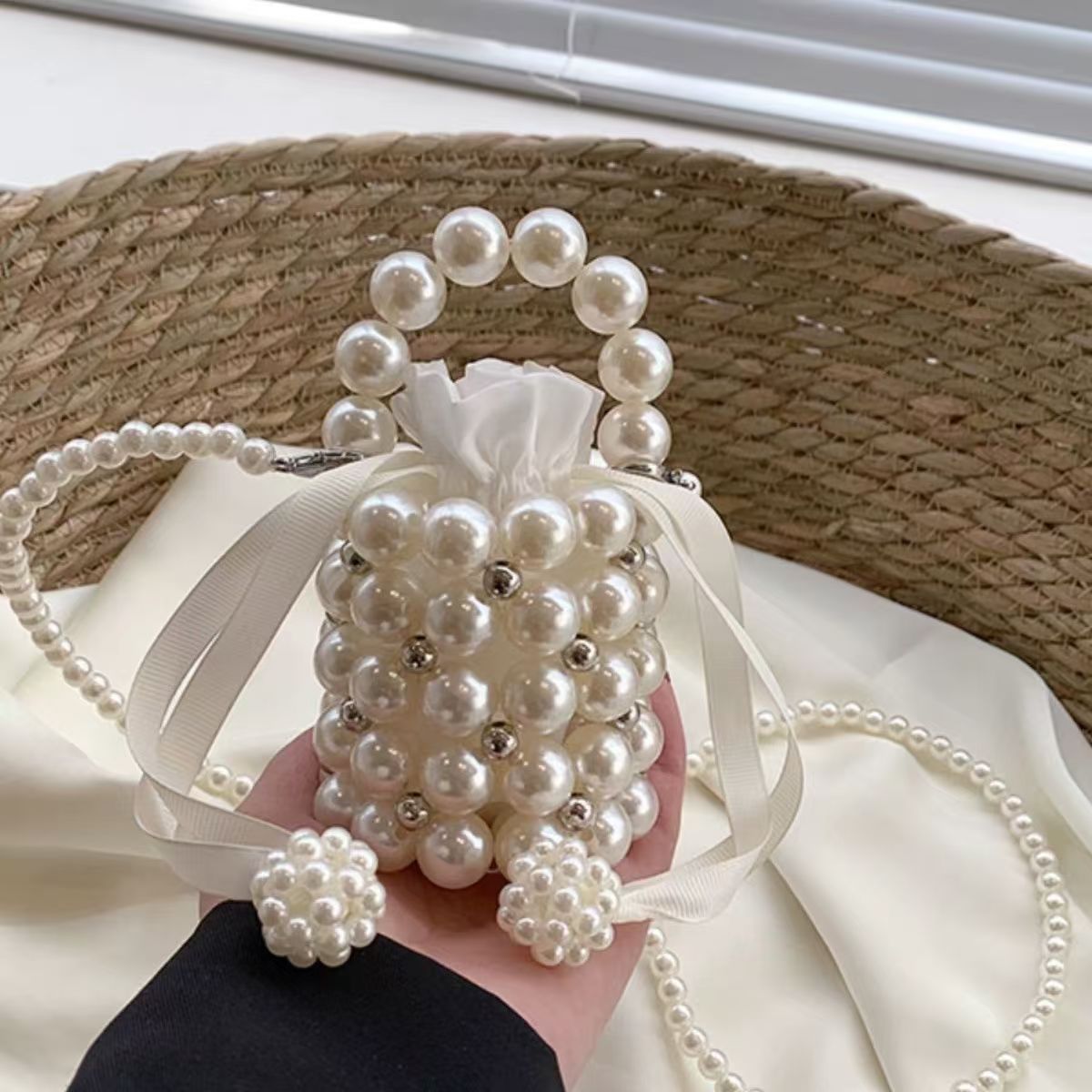 Sac Seau à Perles | Sac Bandoulière Perlé Fait Main (MAC364)