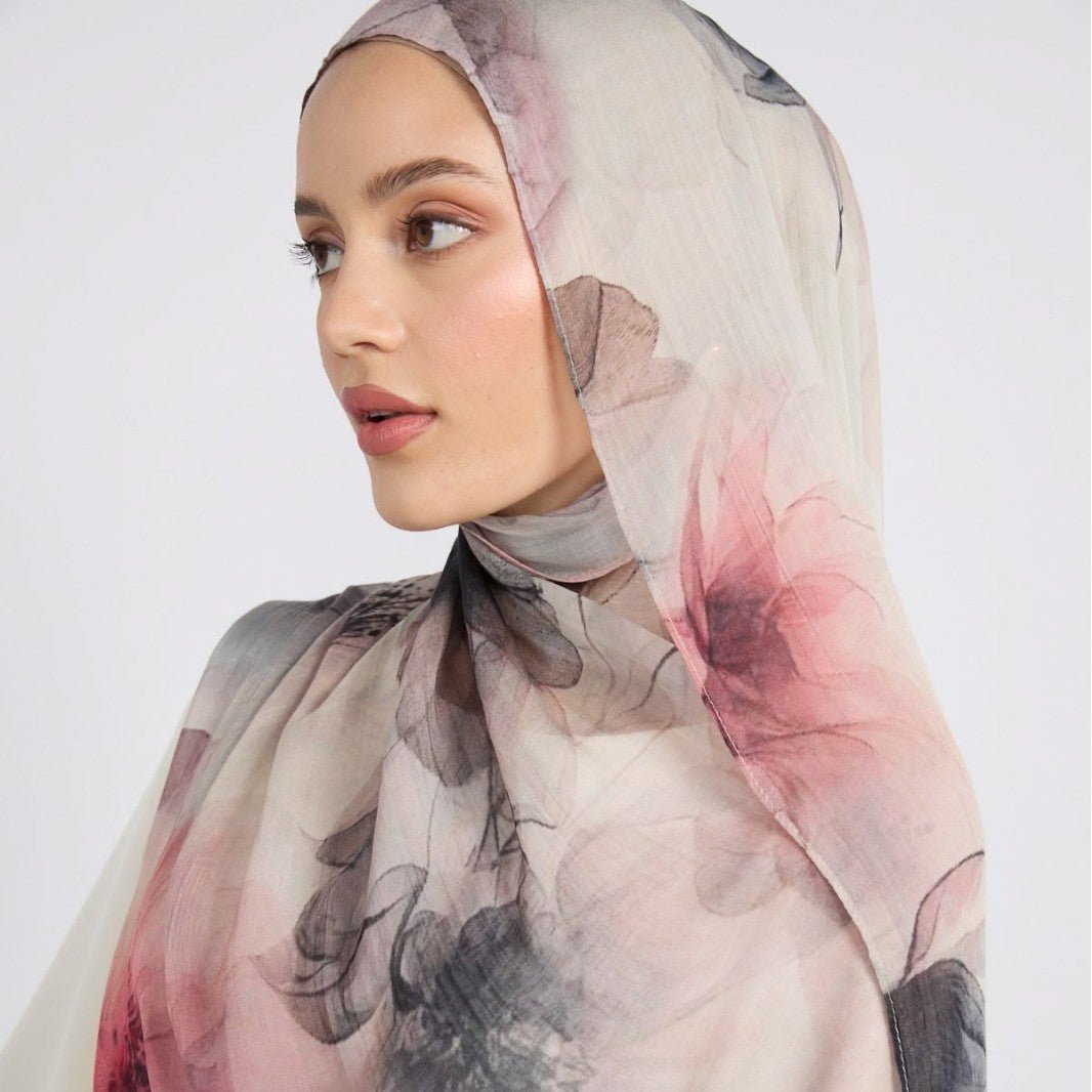 Foulard Hijab Léger Imprimé Aquarelle et Tie-Dye (MH257)