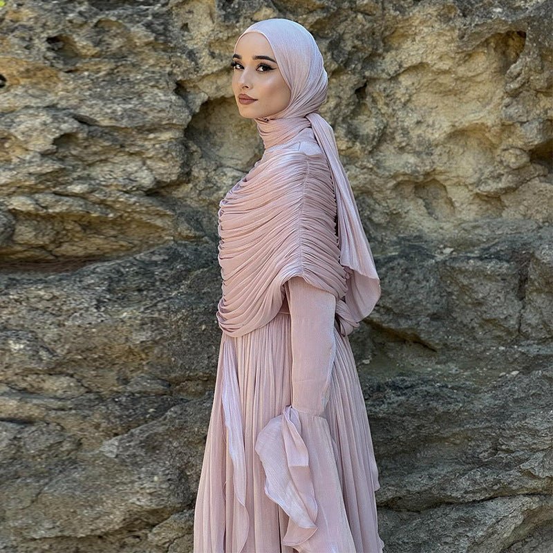 Robe Maxi Plissée Élégante avec Fente (MS263)