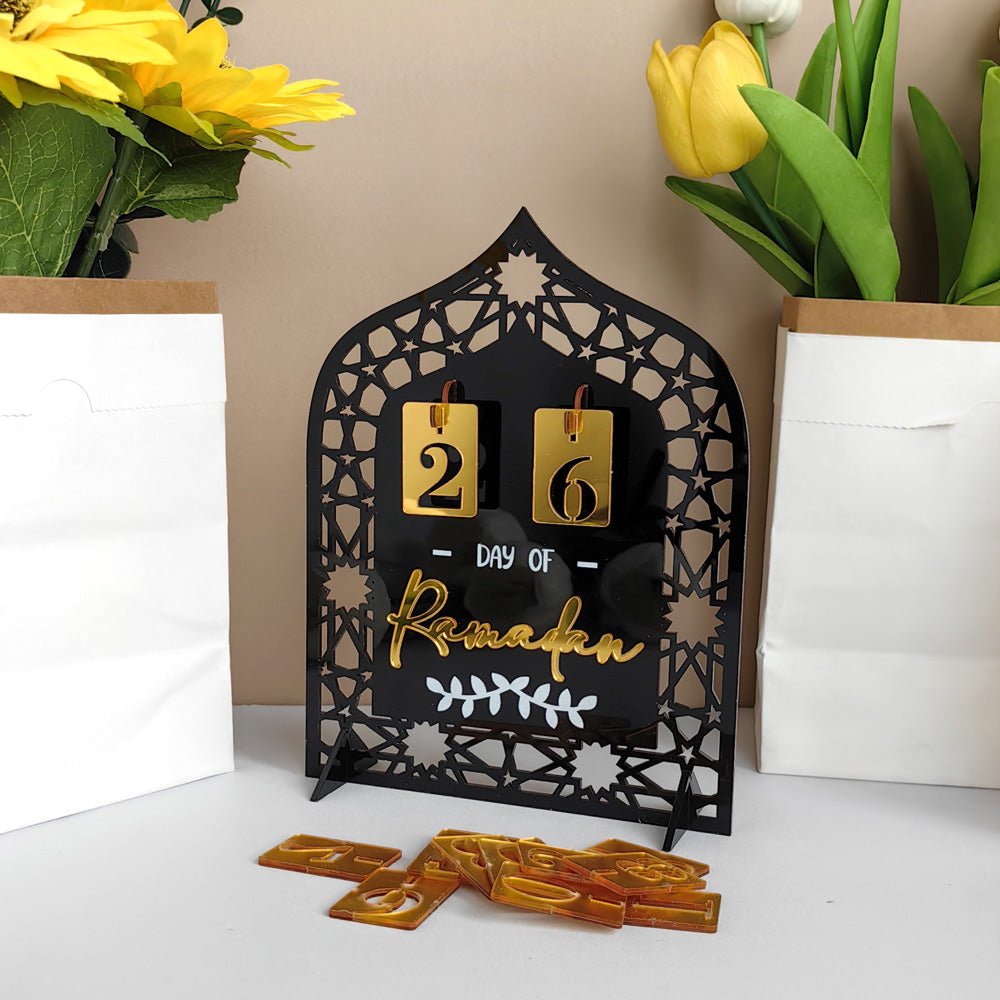 Décoration de Table Acrylique Compte à Rebours du Ramadan - Ornement Artisanal Festif pour la Maison (MAC403)