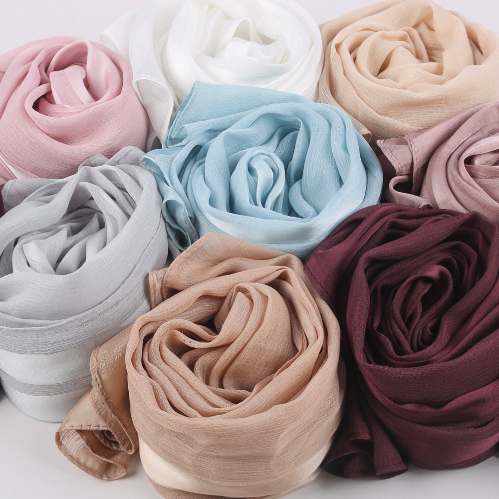 Hijab en Mousseline Crinkle Rayée à Texture Organique (MH143)