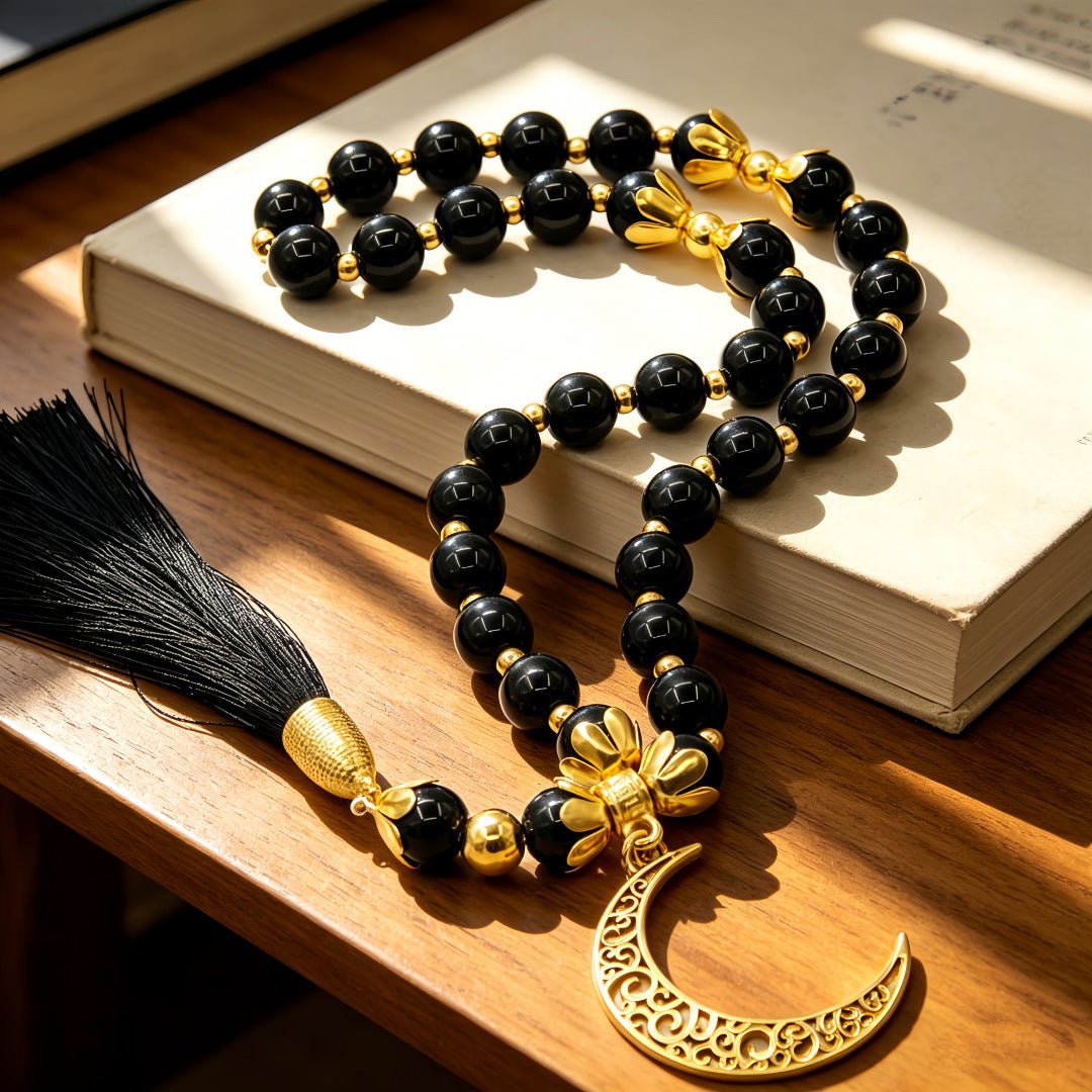 Bracelet Tasbih Croissant de Lune Perles de Prière Islamique (MR089)