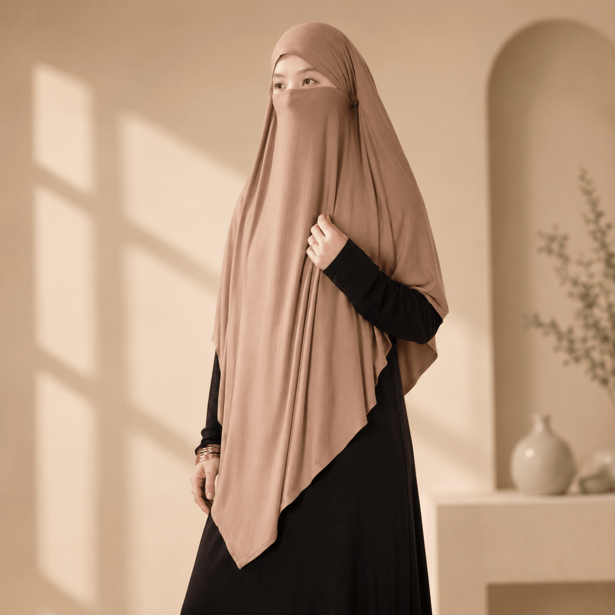 Khimar Premium en Lenzing™ Modal avec voile facial intégré (MK029)