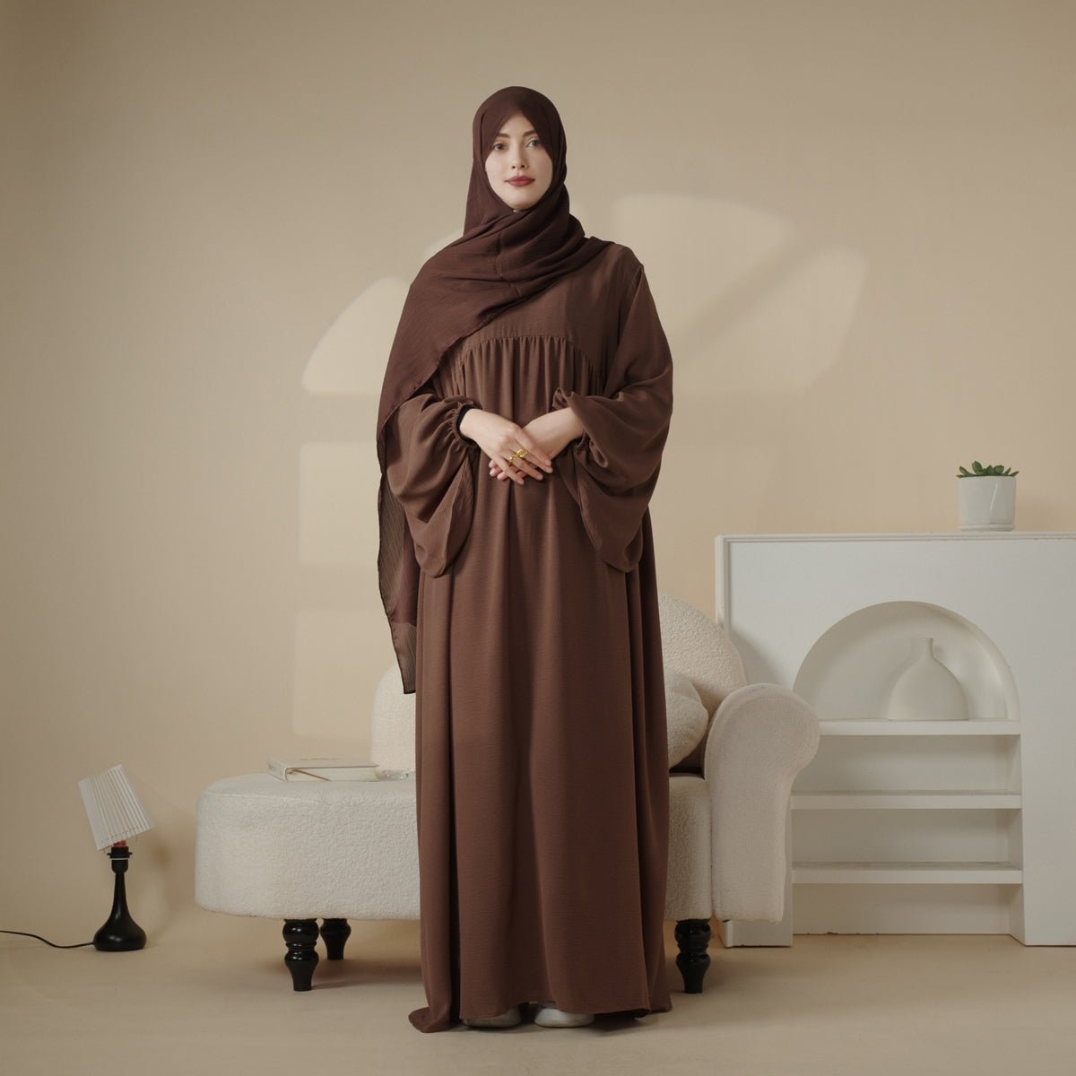 Abaya Réversible en Tissu Crêpe (MA035)