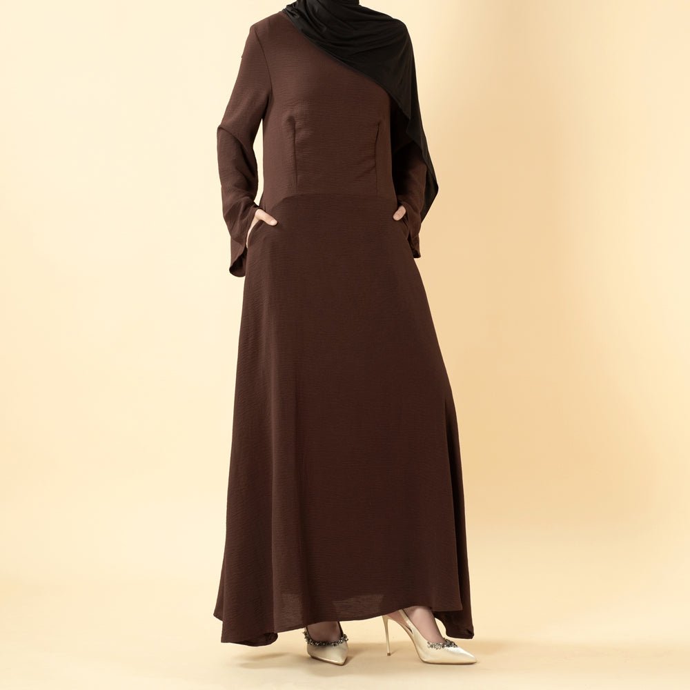 Robe Abaya Élégante en Crêpe avec Poche (MA432)
