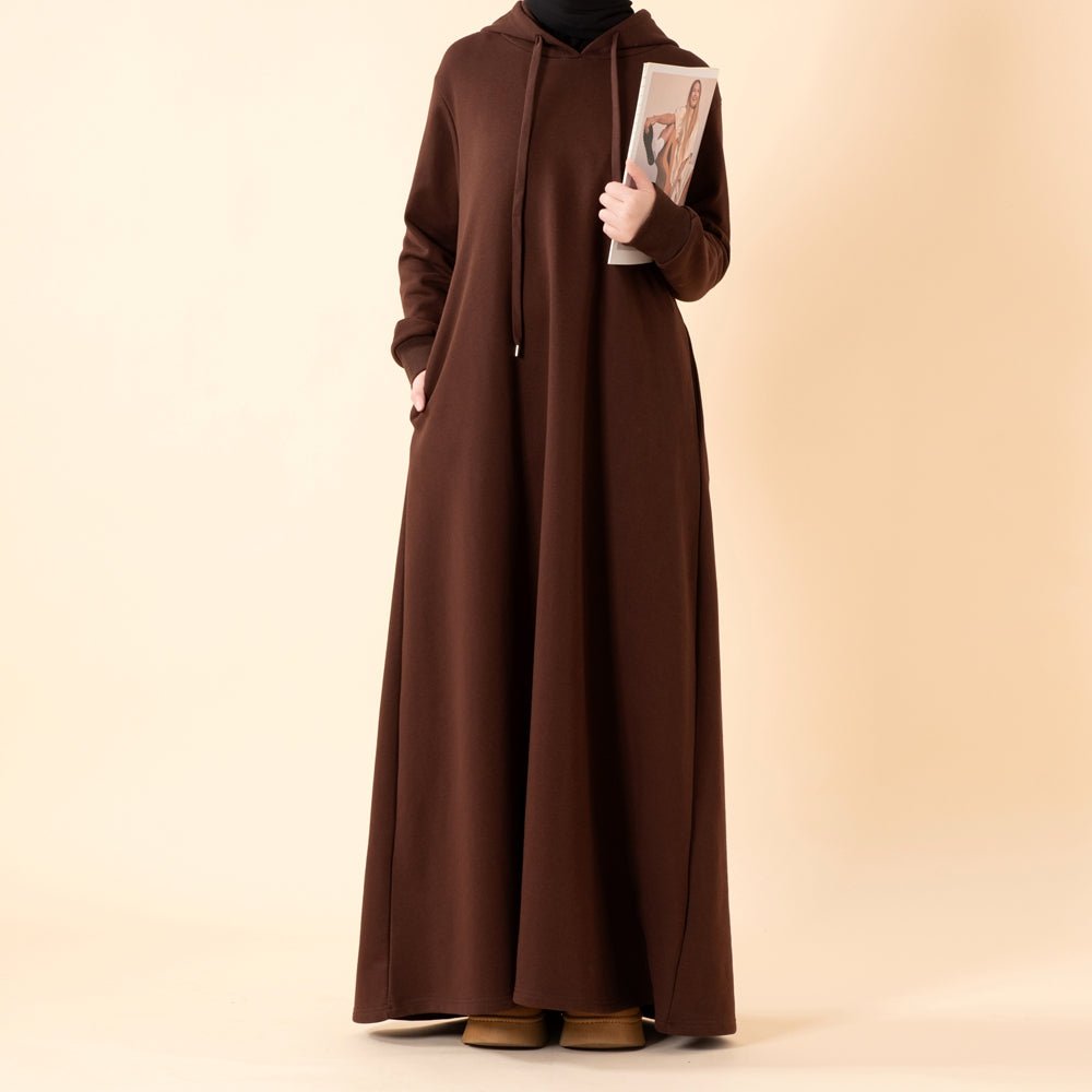 Abaya sweat à capuche en French Terry avec poches (MA340)