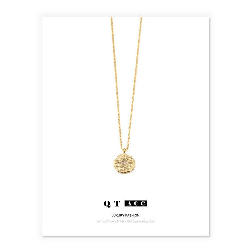 MAC084 Collier pendentif North Star à bouton médaille