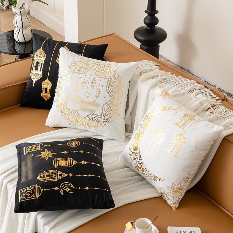 Housse de coussin en peluche courte avec impression à chaud "Eid Moon" (MR076)