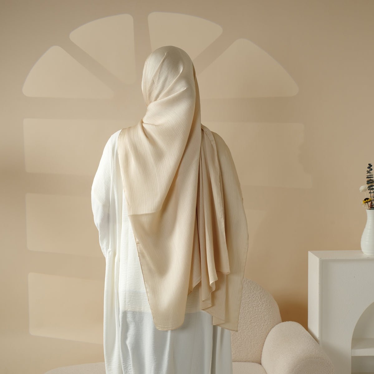 MH013 Hijab en satin texturé à motif étoile