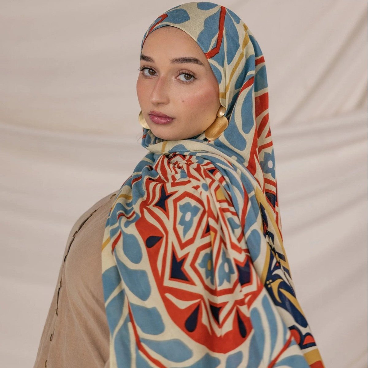 Écharpe Hijab Imprimée en Poly-Coton (MH214)