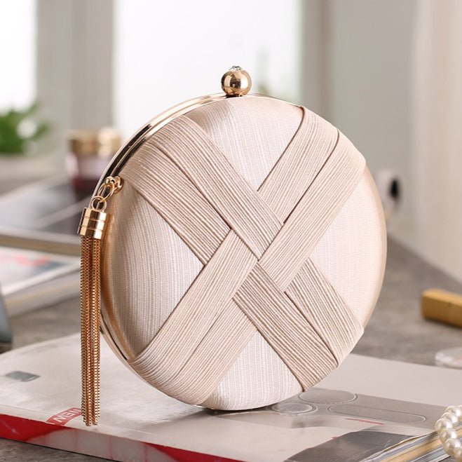 Sac à main pochette de soirée ronde avec détail tressé (MAC287)