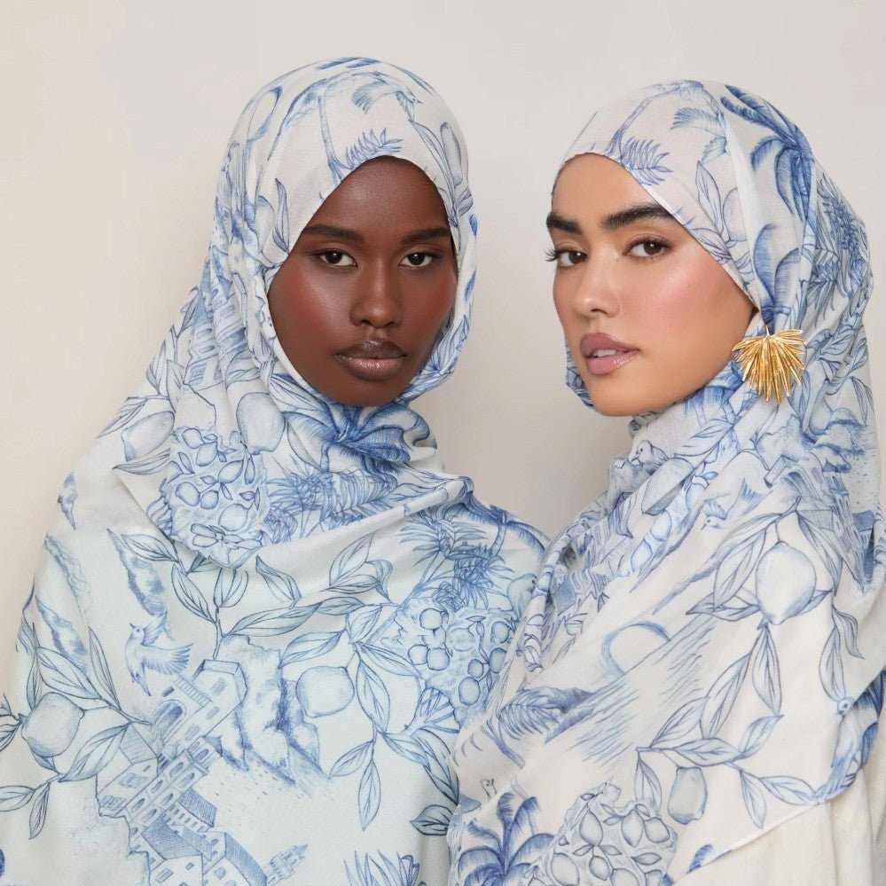 Foulard Hijab Imprimé Aquarelle Polyvalent, Doux et Respirant (MH165)