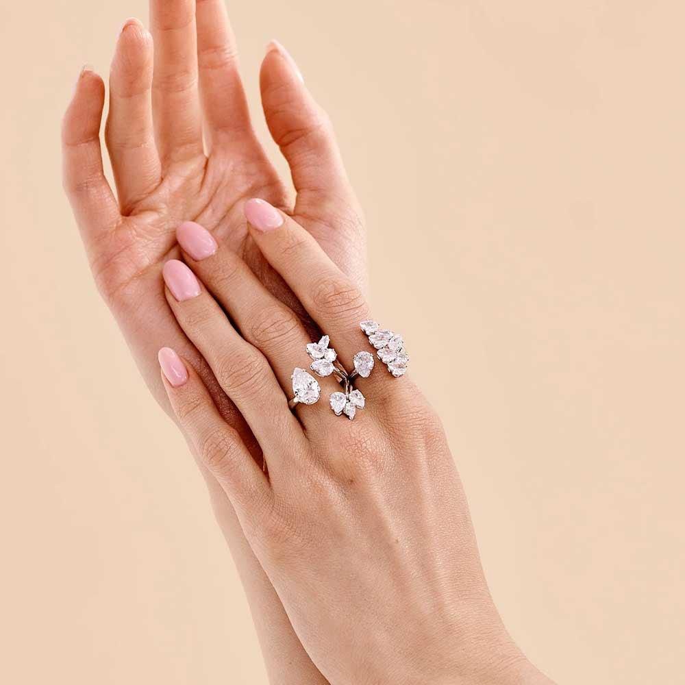 Bague empilable MAC157 fleur en zircon premium